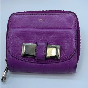 Chloé Purple Zippy Bow Detailed Compact Wallet
